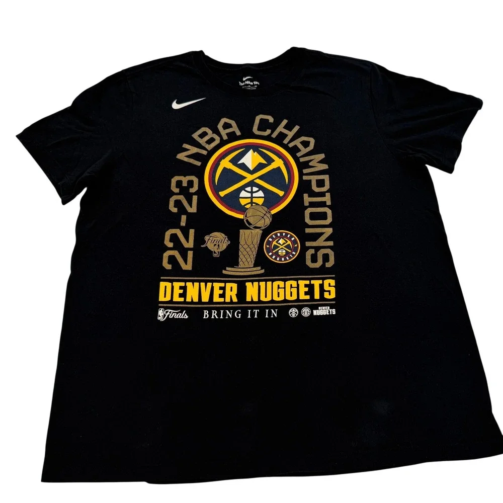 Nike Denver Nuggets 2022-23 NBA Champions T-Shirt Mens XL Black Short Sleeve